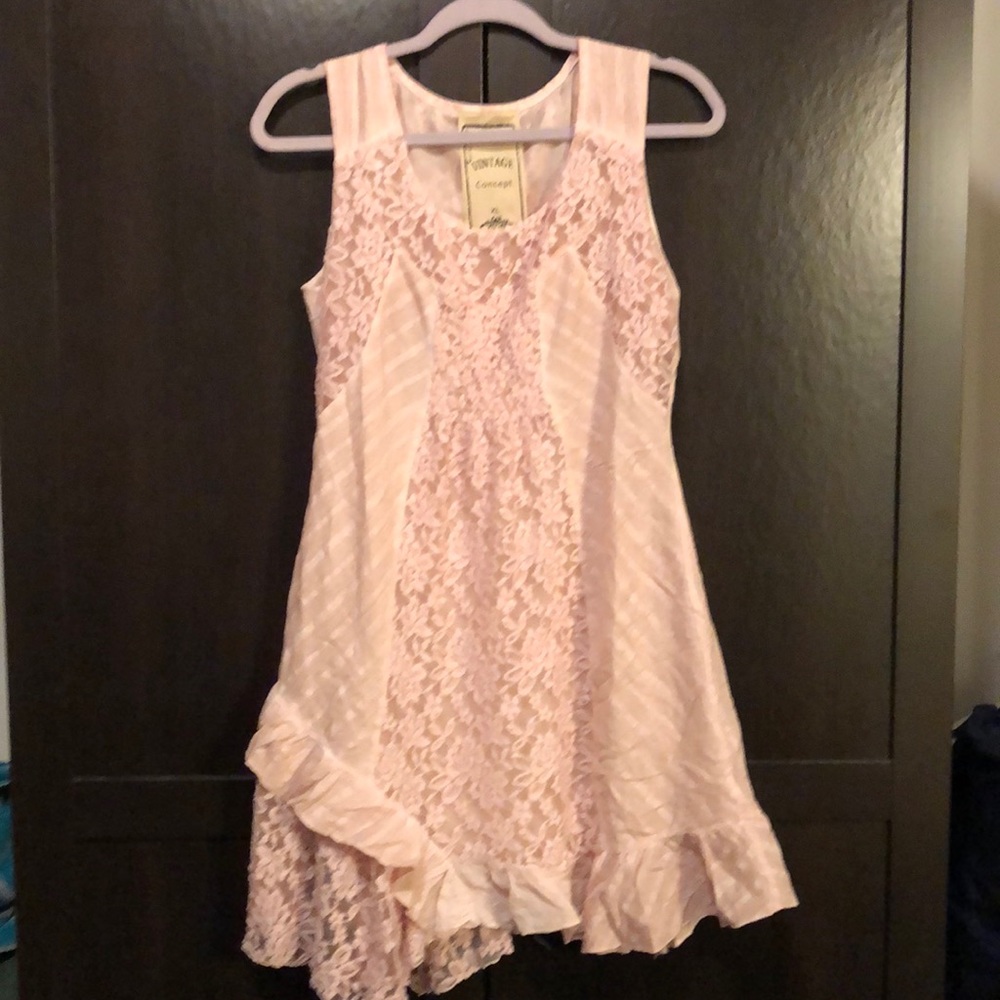 Pink lace tunic tank